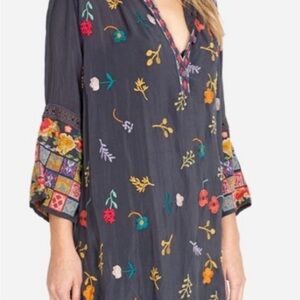 Johnny Was Charcoal Floral Embroidered Tunic
